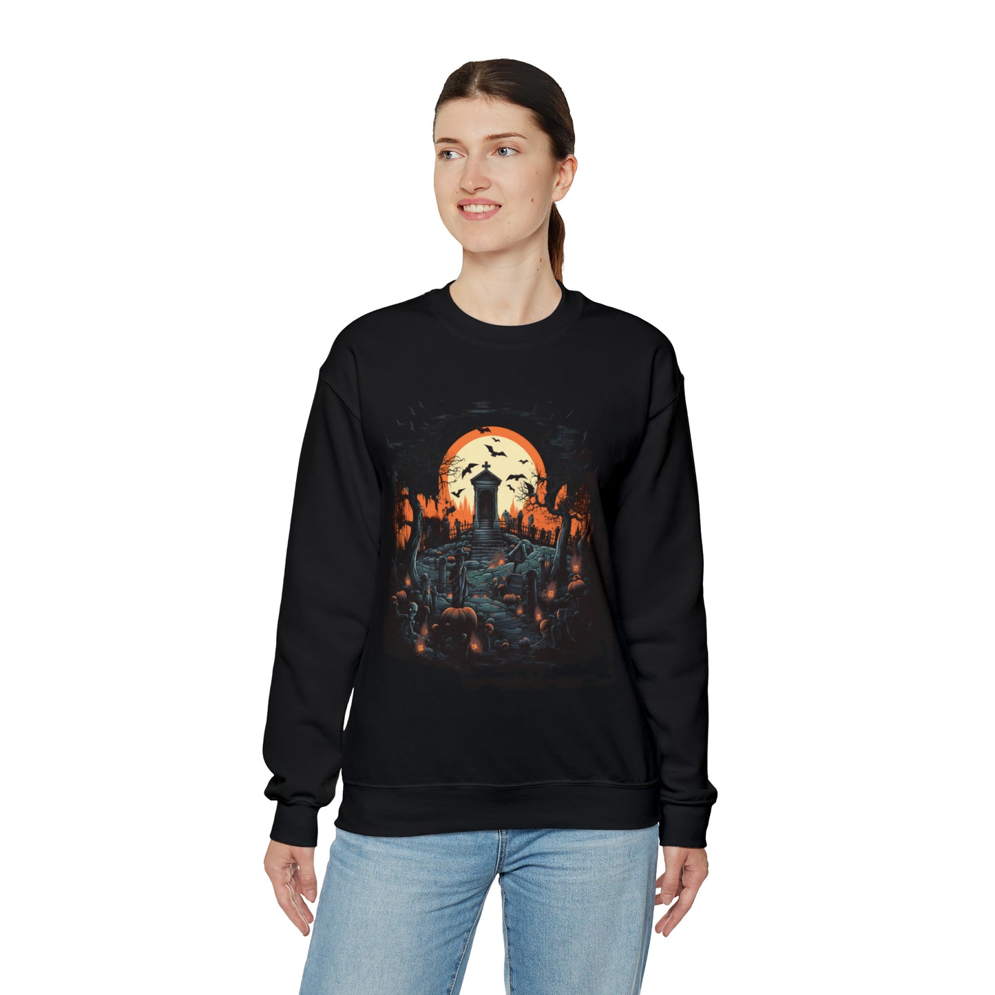 Graveyard Sweatshirt, Retro Sweatshirt, Cute Sweatshirt, Halloween Sweatshirt, Womens' Halloween, Spooky Sweatshirt, Halloween Party