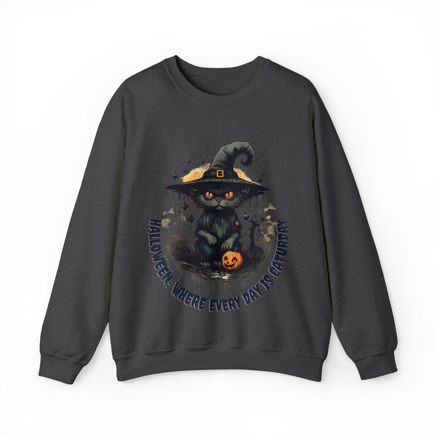 Halloween: Where Everyday is a Caturday Sweatshirt, Retro Sweatshirt, Cute Sweatshirt, Halloween Sweatshirt, Womens' Halloween, Spooky