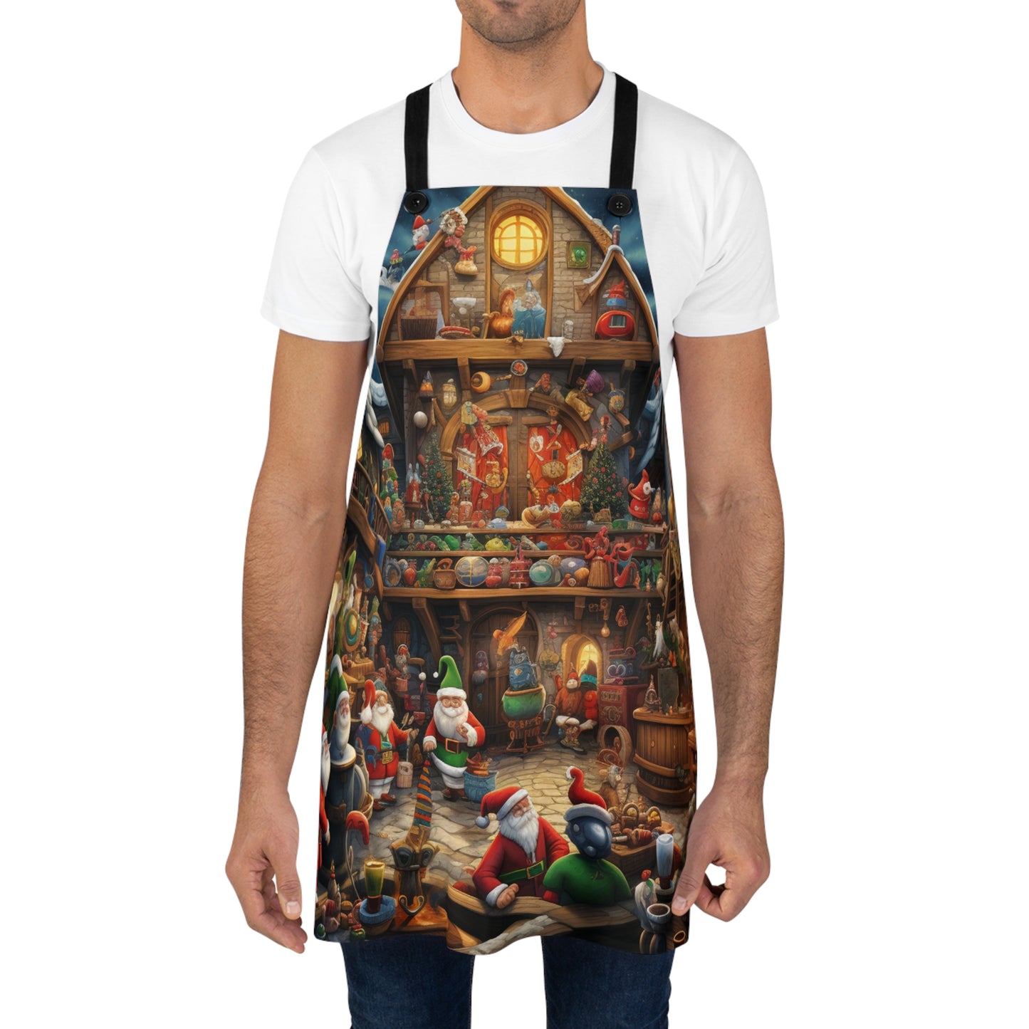 Santa's Workshop Apron, Cookie Making Crew Apron, Christmas Apron, Christmas Lights Apron, Cookie Apron, Christmas Gift, Christmas cookie ap