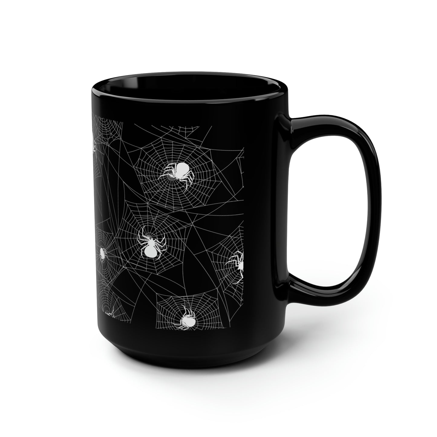 Halloween Mug, Spider Web Mug, Black Coffee Mug, Gift for Him, Halloween Decor, Gift for Her Black Mug, 15oz