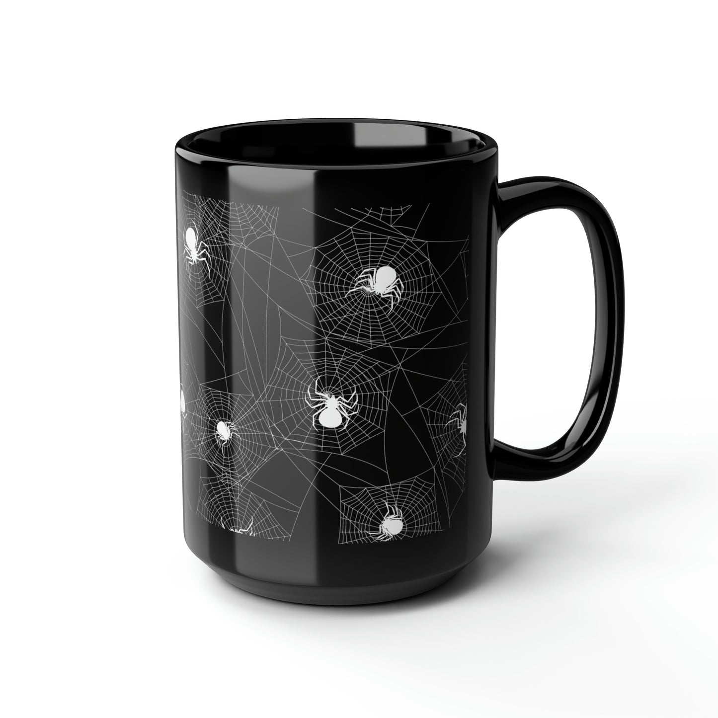 Halloween Mug, Spider Web Mug, Black Coffee Mug, Gift for Him, Halloween Decor, Gift for Her Black Mug, 15oz
