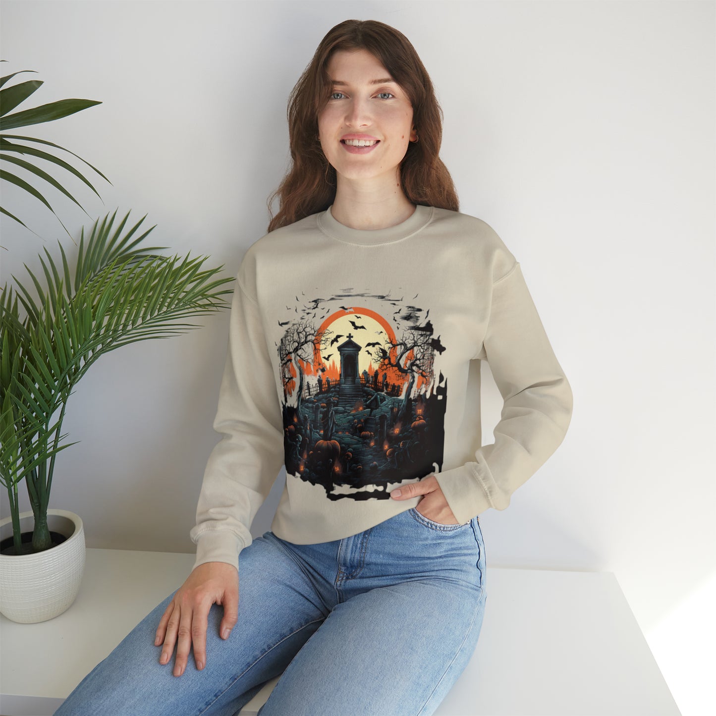 Graveyard Sweatshirt, Retro Sweatshirt, Cute Sweatshirt, Halloween Sweatshirt, Womens' Halloween, Spooky Sweatshirt, Halloween Party