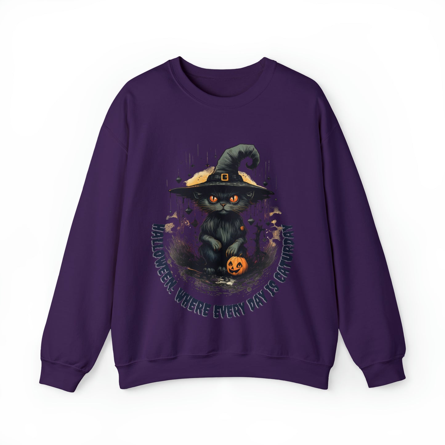 Halloween: Where Everyday is a Caturday Sweatshirt, Retro Sweatshirt, Cute Sweatshirt, Halloween Sweatshirt, Womens' Halloween, Spooky