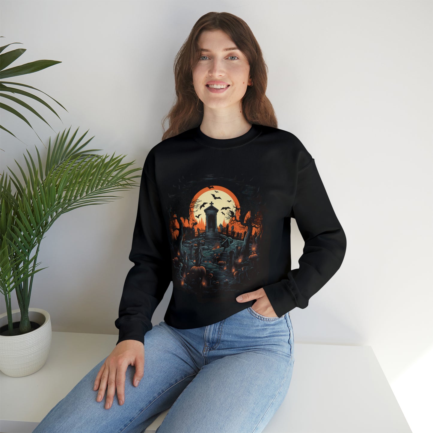 Graveyard Sweatshirt, Retro Sweatshirt, Cute Sweatshirt, Halloween Sweatshirt, Womens' Halloween, Spooky Sweatshirt, Halloween Party