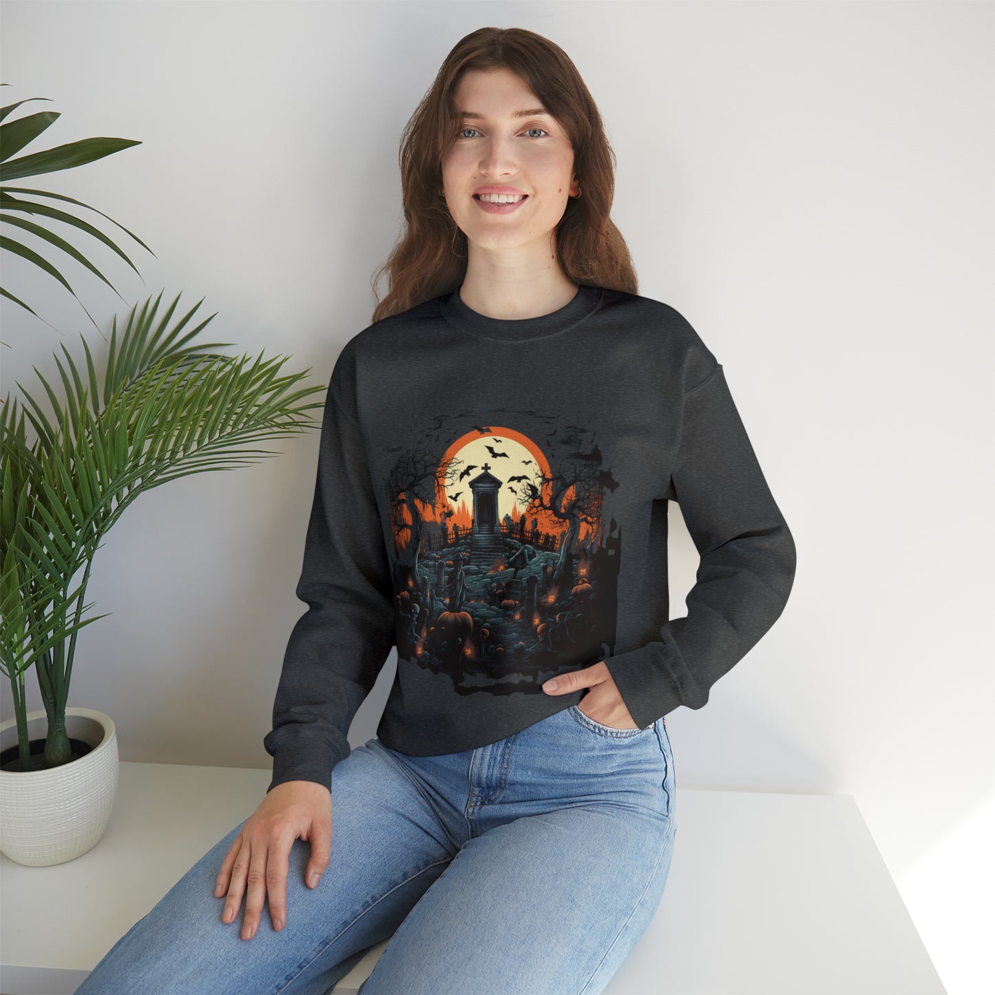 Graveyard Sweatshirt, Retro Sweatshirt, Cute Sweatshirt, Halloween Sweatshirt, Womens' Halloween, Spooky Sweatshirt, Halloween Party