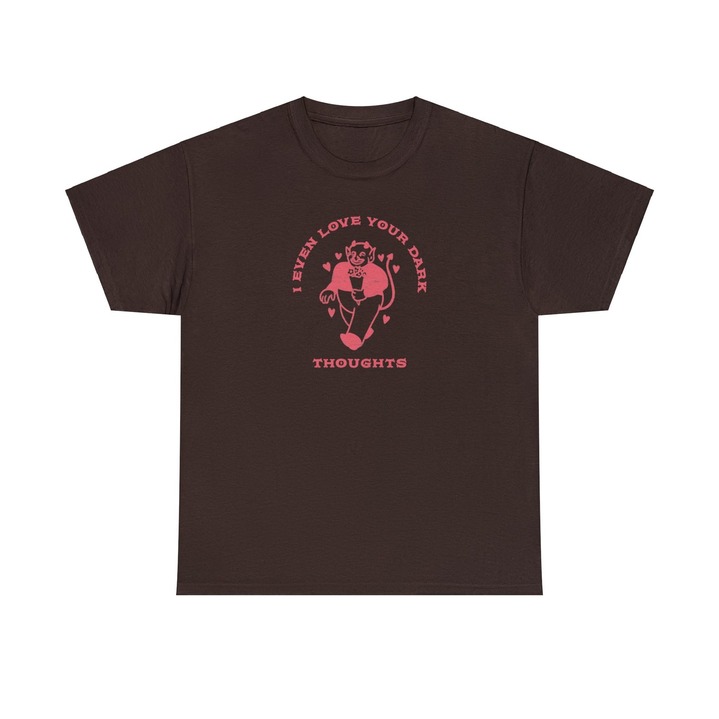 Embrace the Darkness: 'I Even Love Your Dark Thoughts' Sarcastic Valentine's Shirt with Vintage Devil, Valentine's Day Shirt for Women