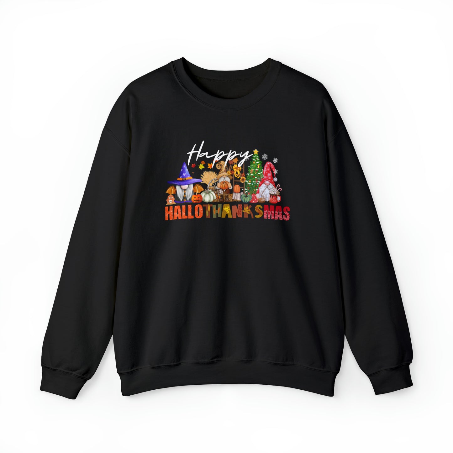 Happy Hallothanksmas Sweatshirt , Halloween Sweatshirt, Thanksgiving Shirt, Christmas Shirt, Coffee Pumpkin Spice Iced, Gnome Sweatshirt