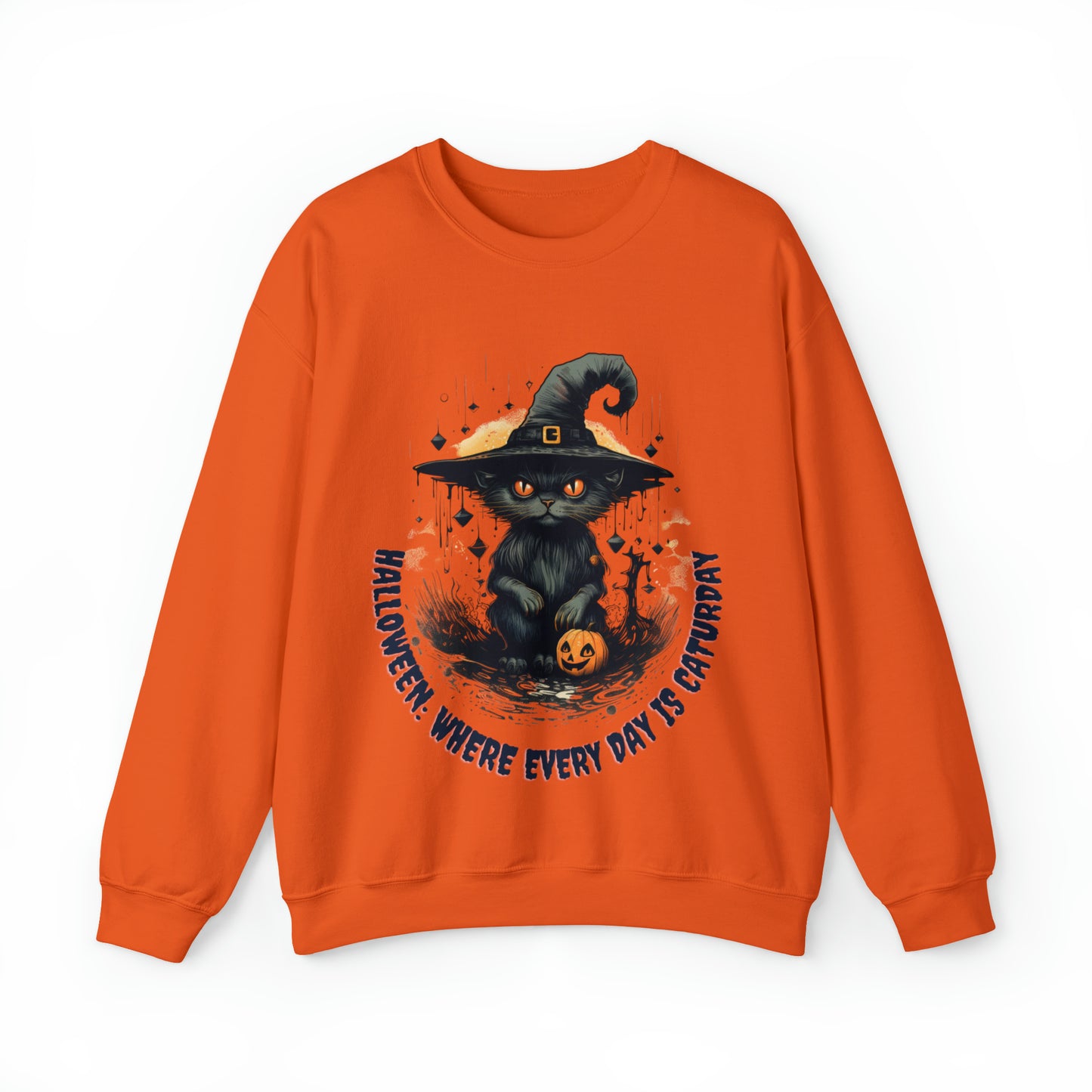 Halloween: Where Everyday is a Caturday Sweatshirt, Retro Sweatshirt, Cute Sweatshirt, Halloween Sweatshirt, Womens' Halloween, Spooky