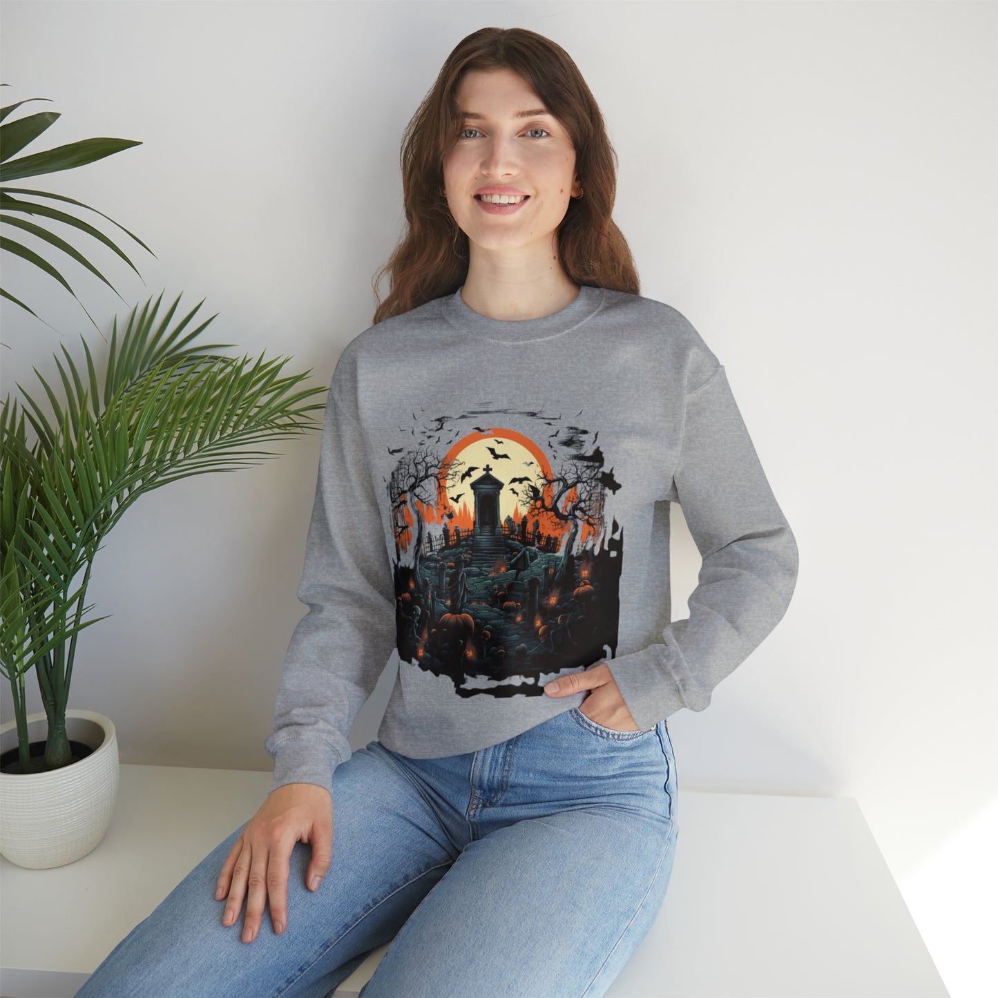 Graveyard Sweatshirt, Retro Sweatshirt, Cute Sweatshirt, Halloween Sweatshirt, Womens' Halloween, Spooky Sweatshirt, Halloween Party