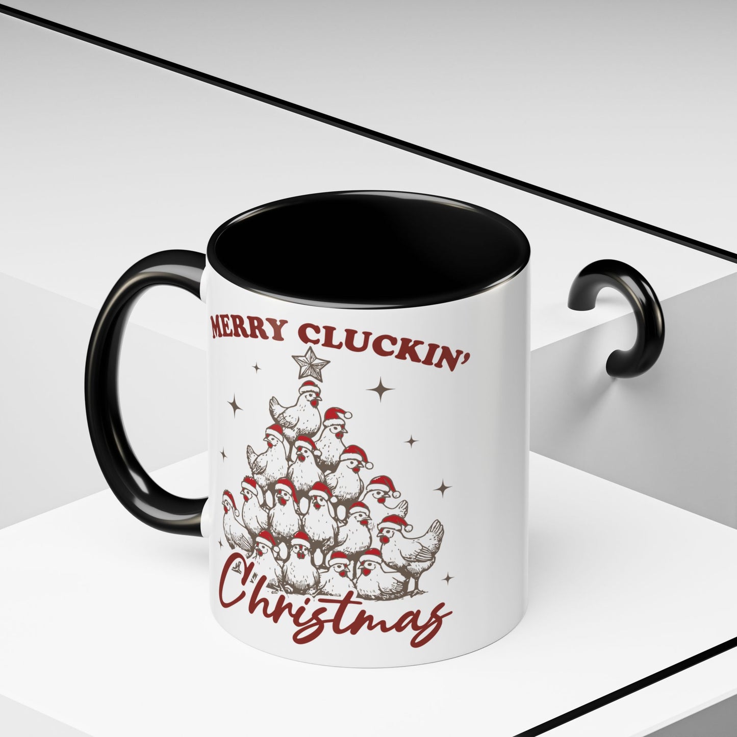 Merry Cluckin' Christmas Mug, Chicken Lover Animal Christmas Mug, Christmas Farm Animals Coffee Cup, Funny Chicken Christmas Mug