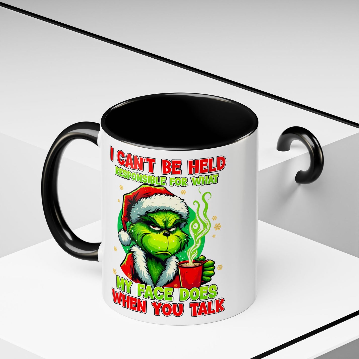 Grinch Christmas Mug: 'I Can't Be Held Responsible for My Face' Funny Holiday Gift