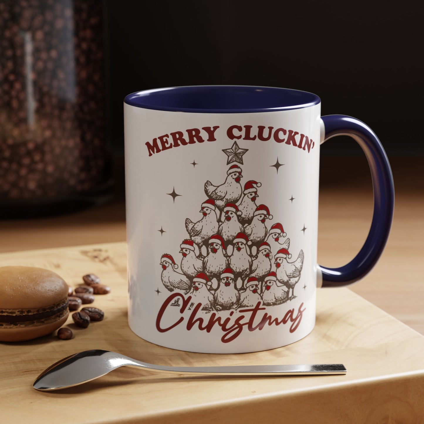 Merry Cluckin' Christmas Mug, Chicken Lover Animal Christmas Mug, Christmas Farm Animals Coffee Cup, Funny Chicken Christmas Mug