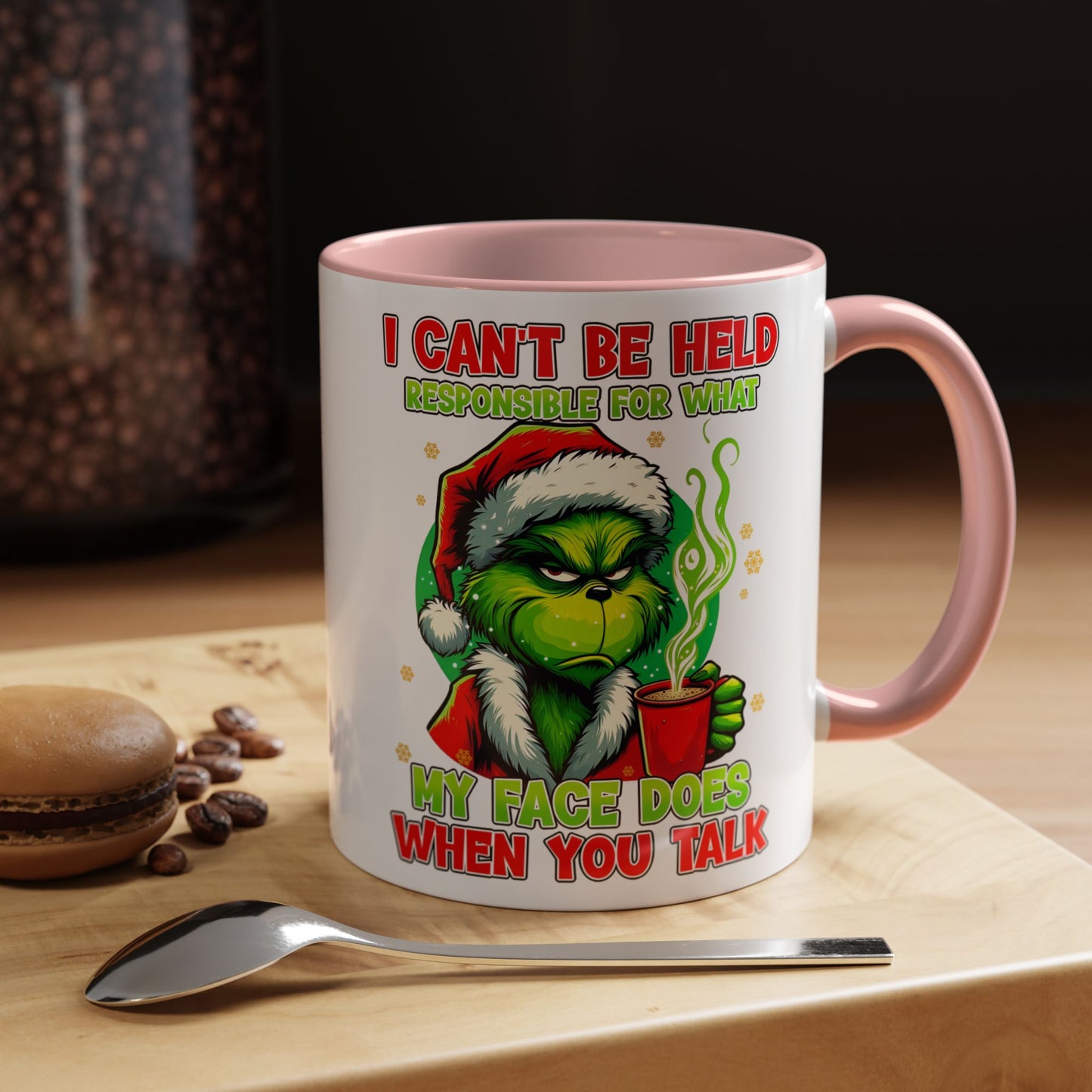 Grinch Christmas Mug: 'I Can't Be Held Responsible for My Face' Funny Holiday Gift