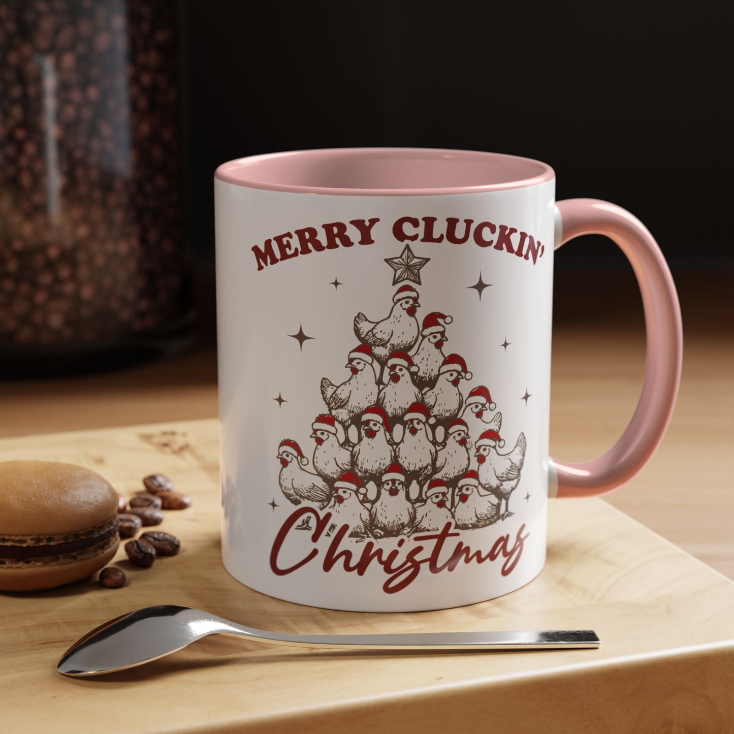 Merry Cluckin' Christmas Mug, Chicken Lover Animal Christmas Mug, Christmas Farm Animals Coffee Cup, Funny Chicken Christmas Mug