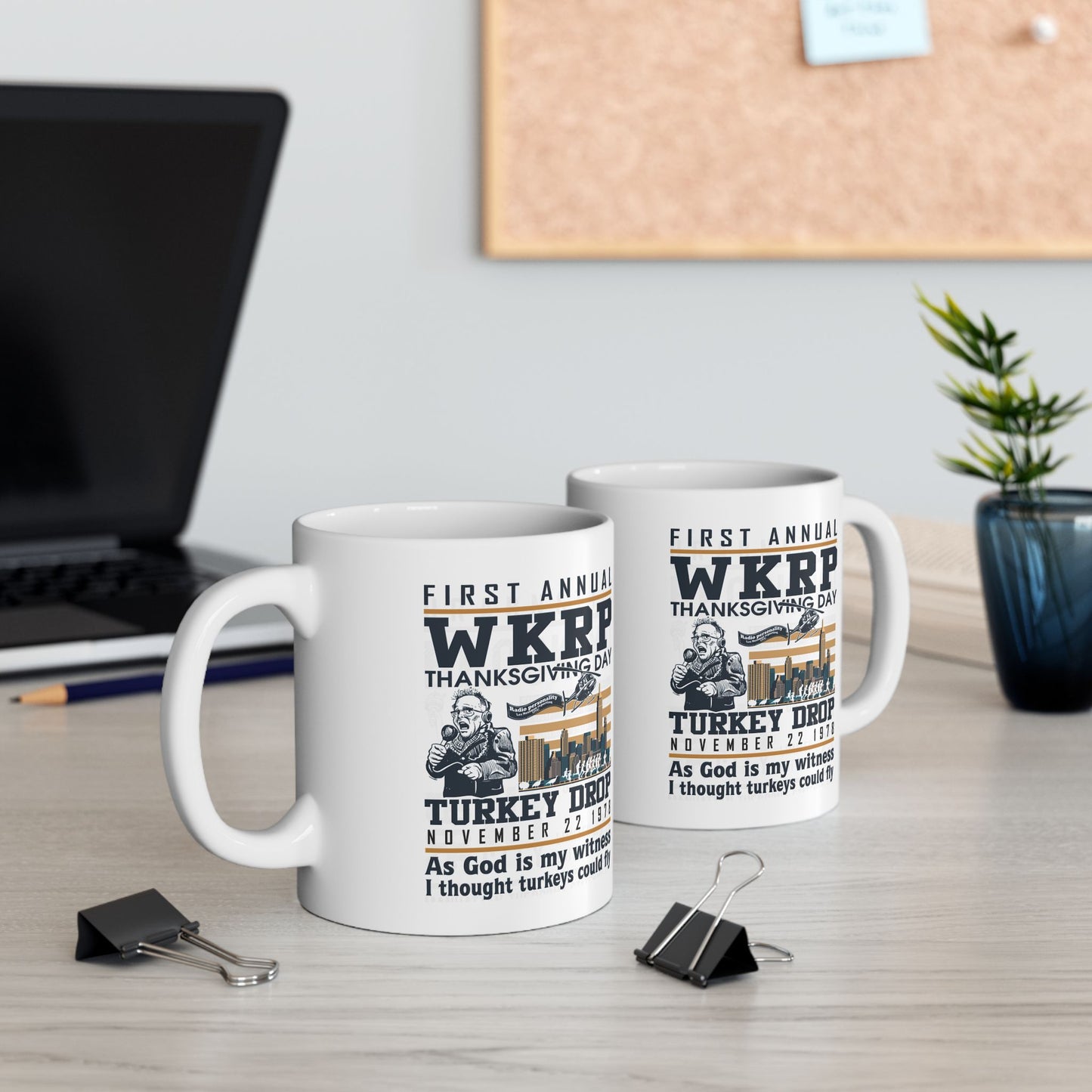 Funny Thanksgiving WKRP Turkey Drop Mug, Funny Mug, First Annual WKRP Thanksgiving Day Cincinnati OH Shirts