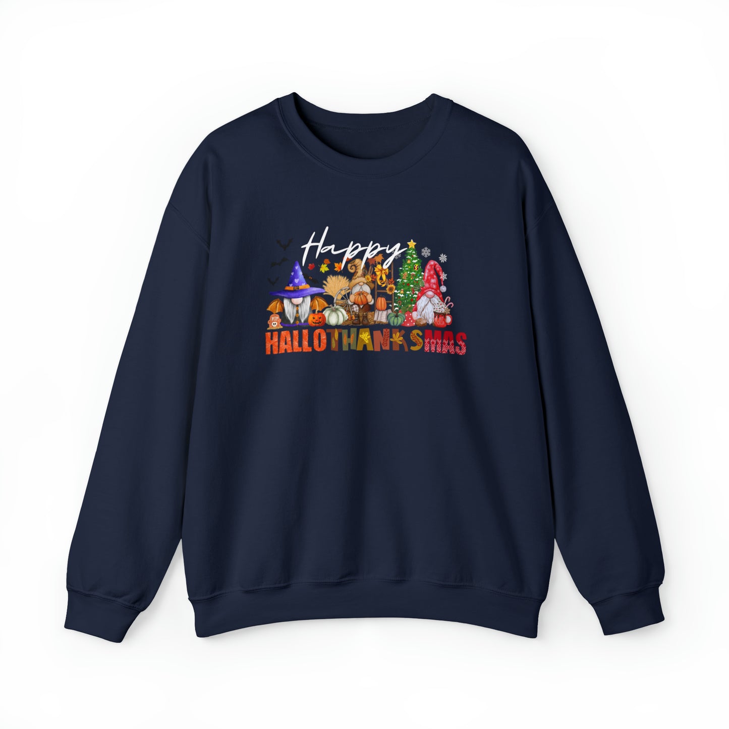 Happy Hallothanksmas Sweatshirt , Halloween Sweatshirt, Thanksgiving Shirt, Christmas Shirt, Coffee Pumpkin Spice Iced, Gnome Sweatshirt