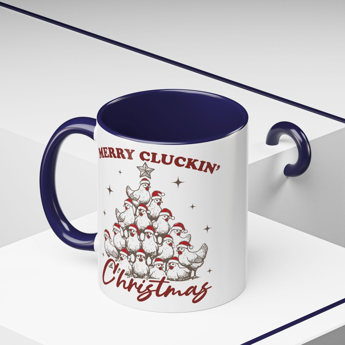 Merry Cluckin' Christmas Mug, Chicken Lover Animal Christmas Mug, Christmas Farm Animals Coffee Cup, Funny Chicken Christmas Mug