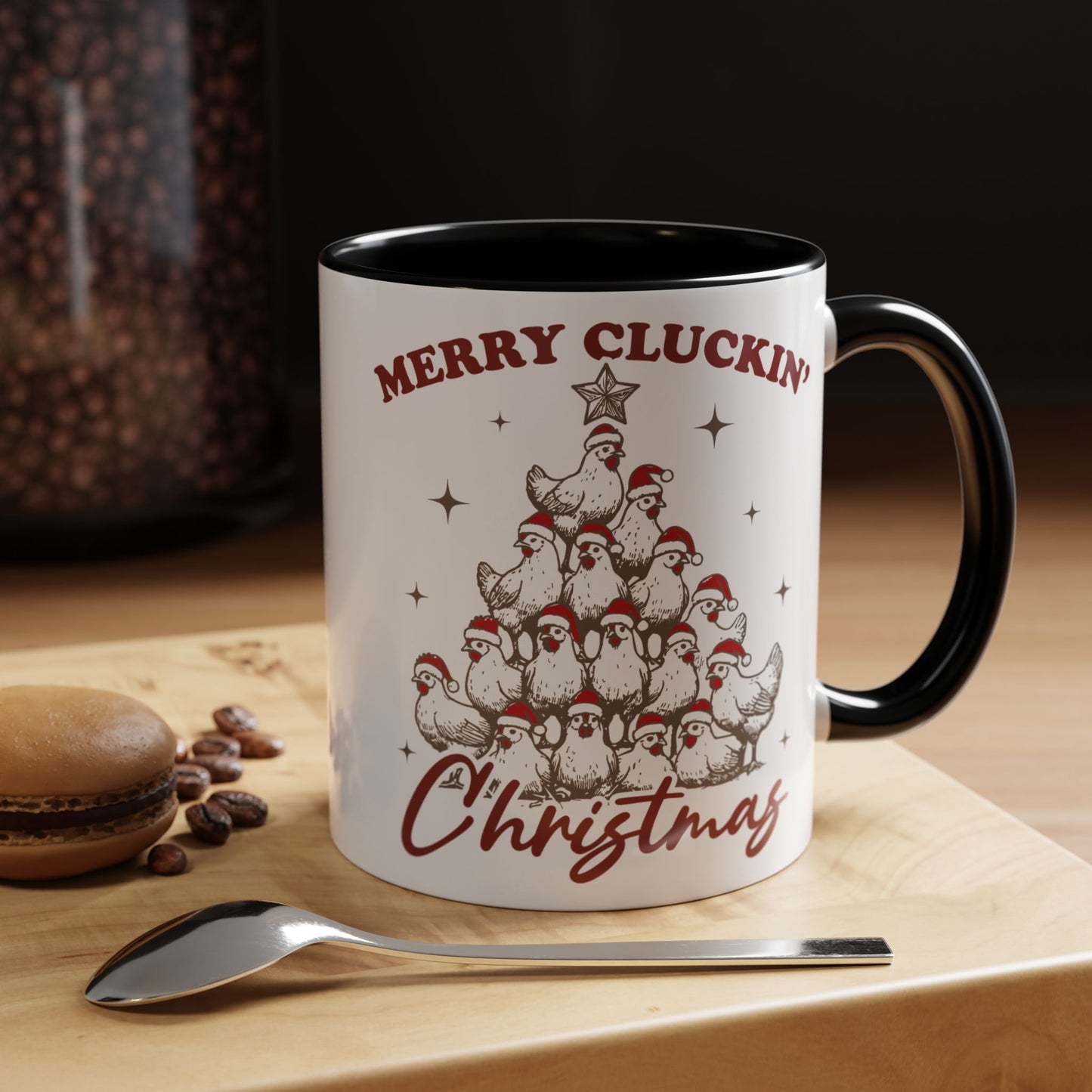 Merry Cluckin' Christmas Mug, Chicken Lover Animal Christmas Mug, Christmas Farm Animals Coffee Cup, Funny Chicken Christmas Mug