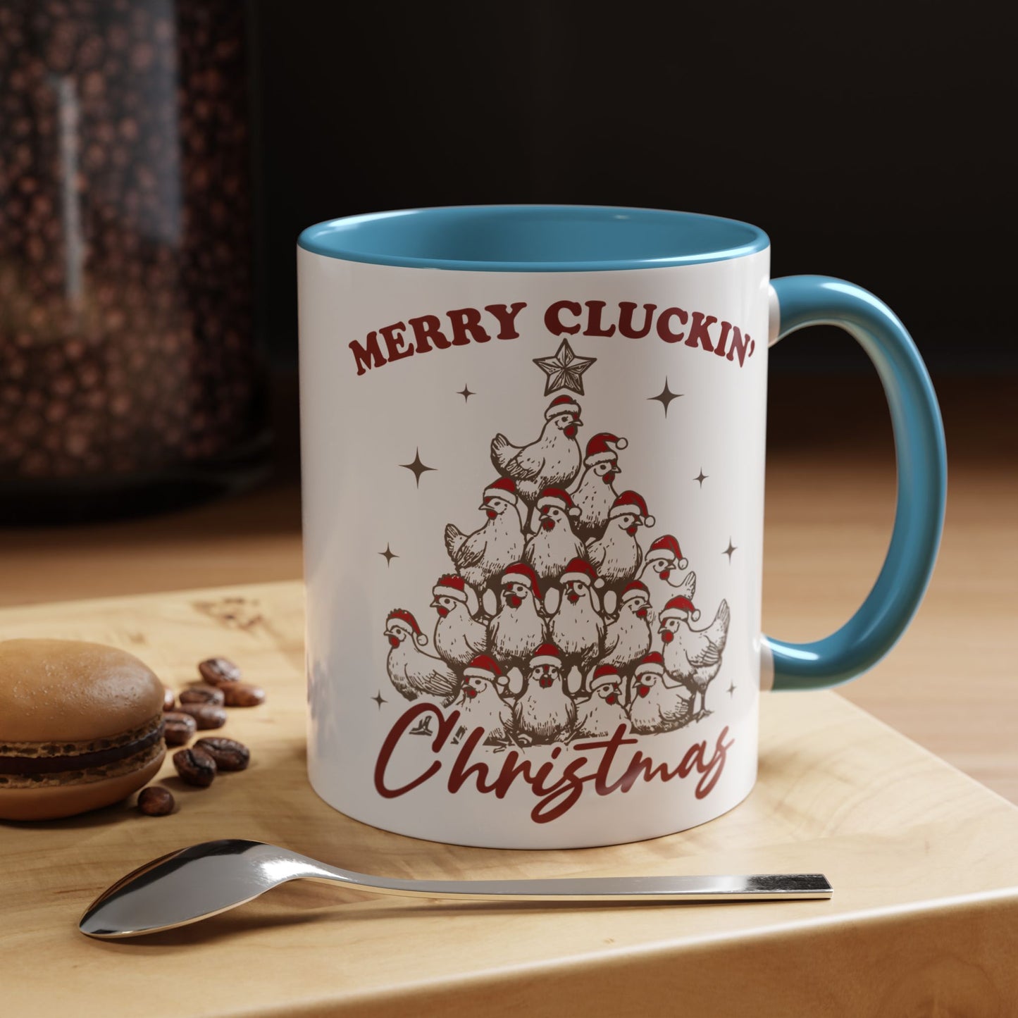Merry Cluckin' Christmas Mug, Chicken Lover Animal Christmas Mug, Christmas Farm Animals Coffee Cup, Funny Chicken Christmas Mug