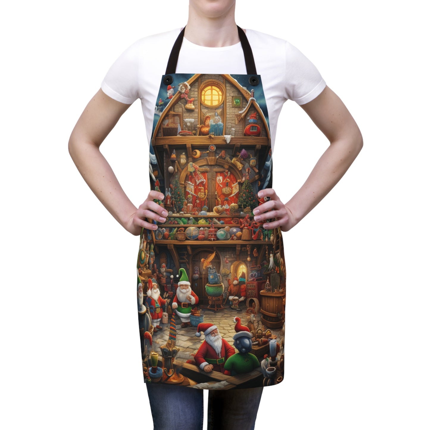 Santa's Workshop Apron, Cookie Making Crew Apron, Christmas Apron, Christmas Lights Apron, Cookie Apron, Christmas Gift, Christmas cookie ap