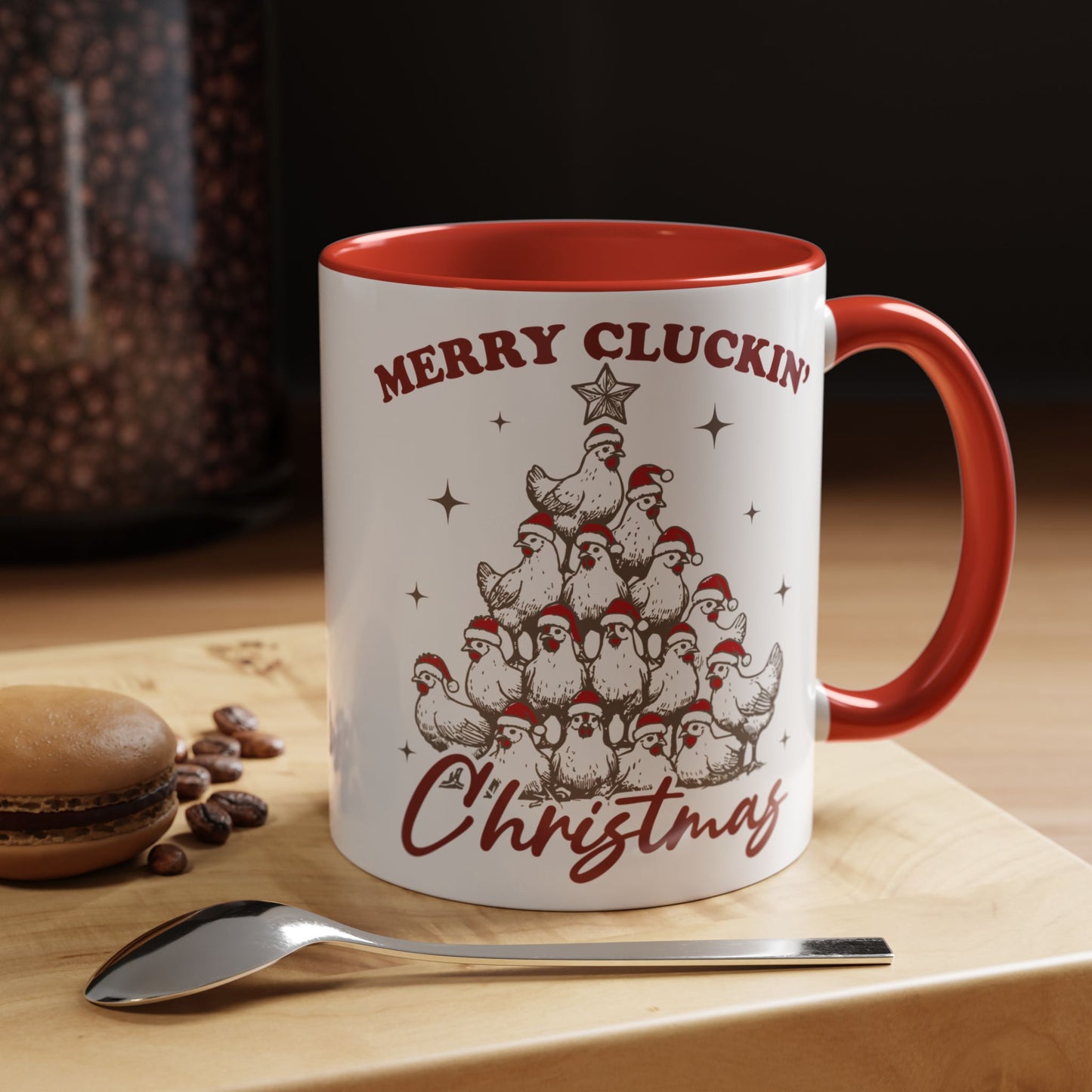 Merry Cluckin' Christmas Mug, Chicken Lover Animal Christmas Mug, Christmas Farm Animals Coffee Cup, Funny Chicken Christmas Mug