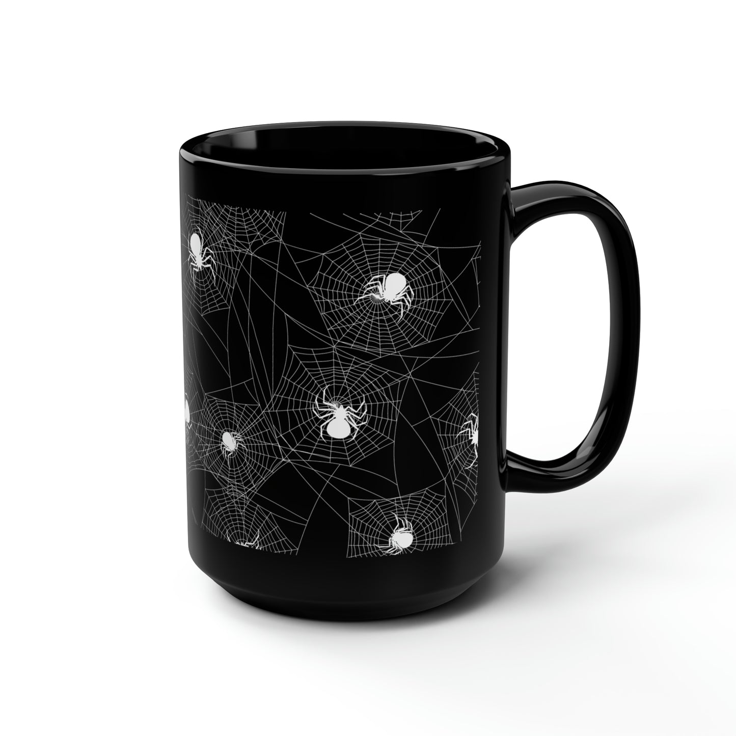 Halloween Mug, Spider Web Mug, Black Coffee Mug, Gift for Him, Halloween Decor, Gift for Her Black Mug, 15oz