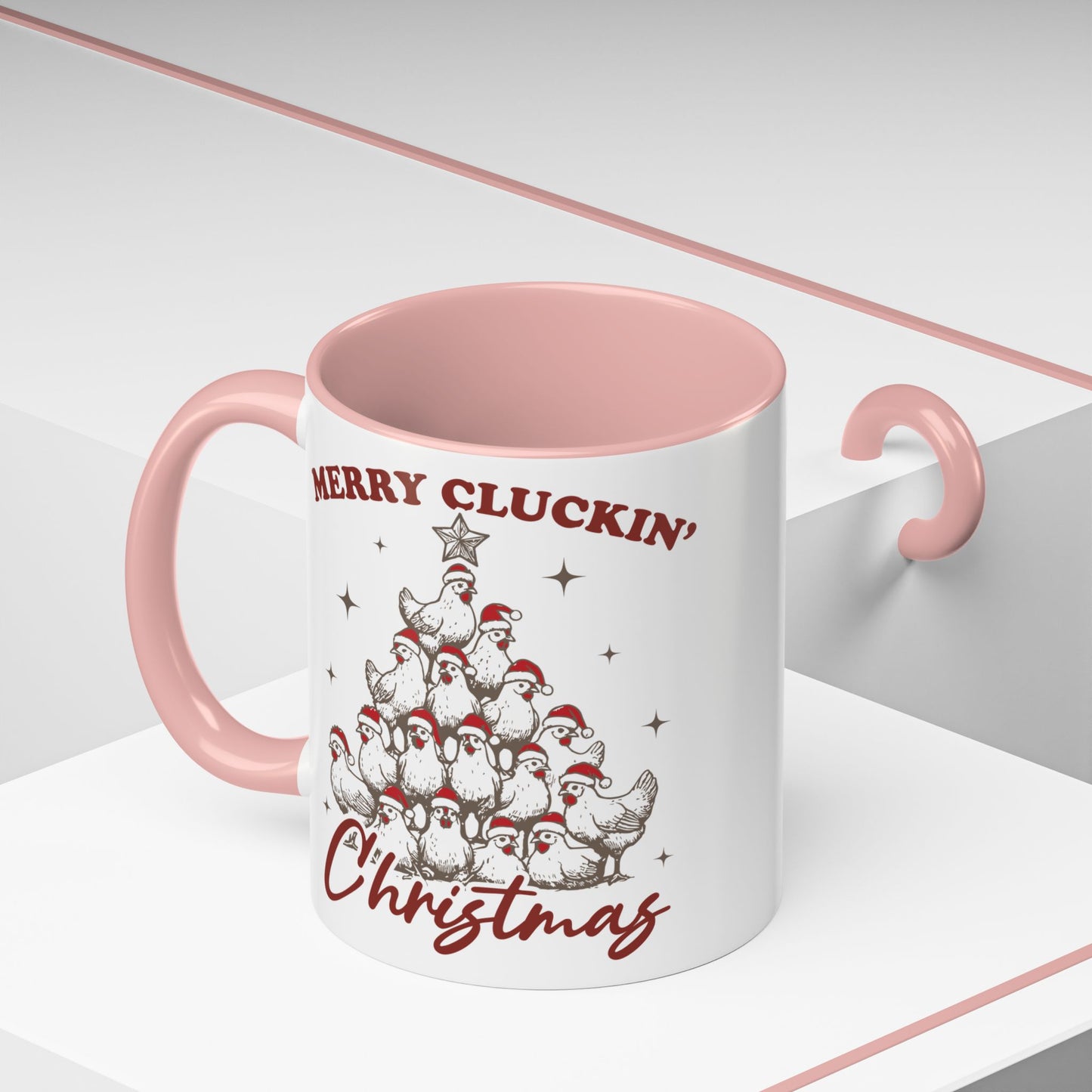 Merry Cluckin' Christmas Mug, Chicken Lover Animal Christmas Mug, Christmas Farm Animals Coffee Cup, Funny Chicken Christmas Mug