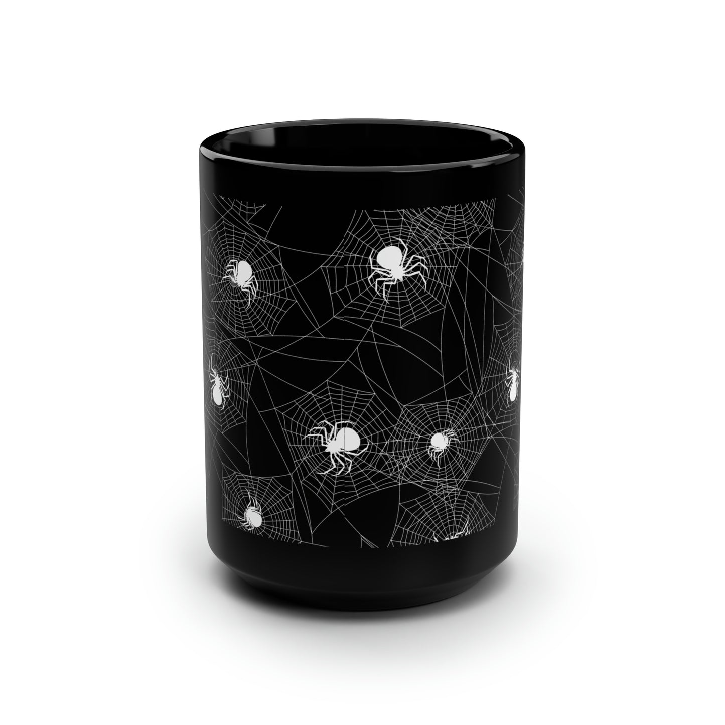 Halloween Mug, Spider Web Mug, Black Coffee Mug, Gift for Him, Halloween Decor, Gift for Her Black Mug, 15oz