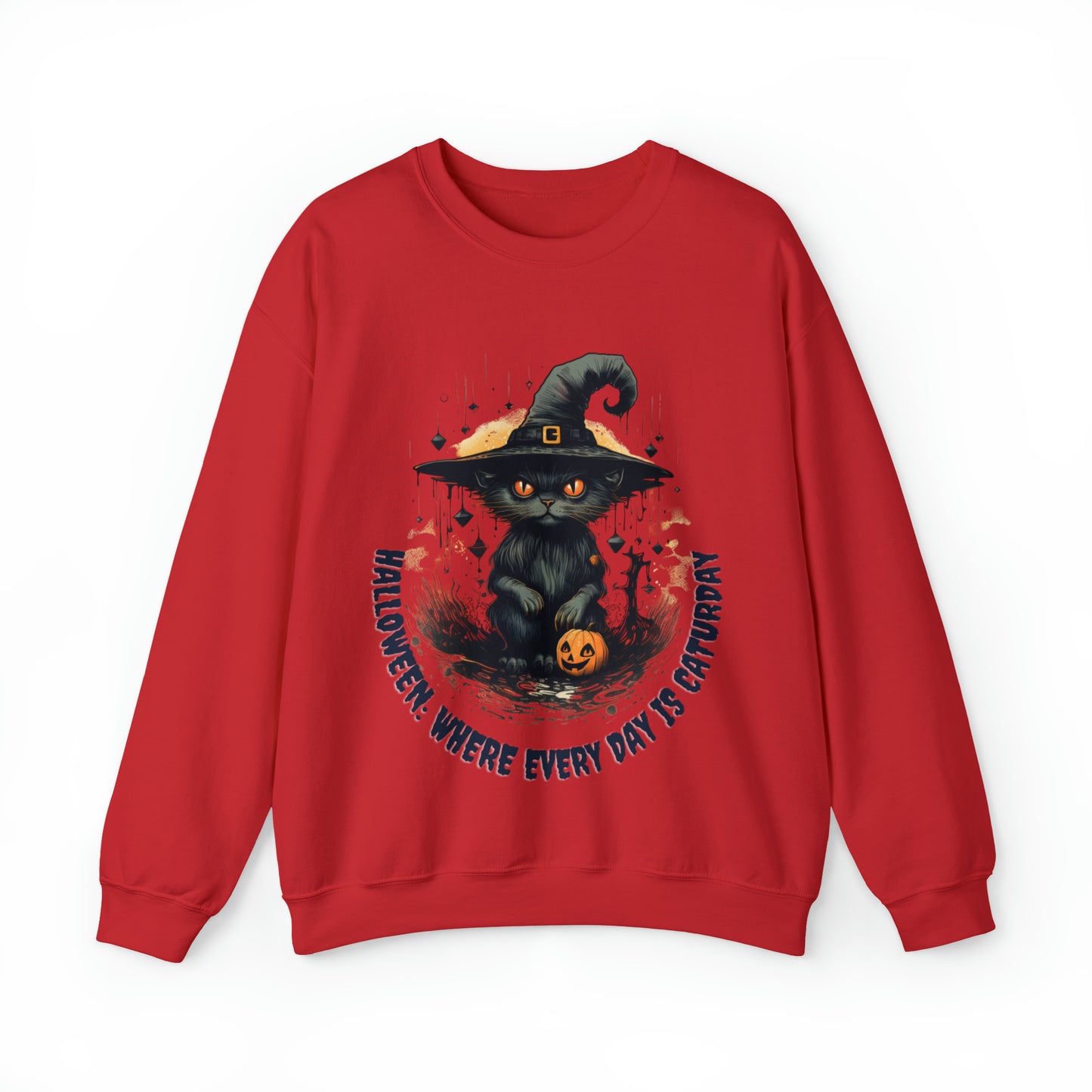 Halloween: Where Everyday is a Caturday Sweatshirt, Retro Sweatshirt, Cute Sweatshirt, Halloween Sweatshirt, Womens' Halloween, Spooky