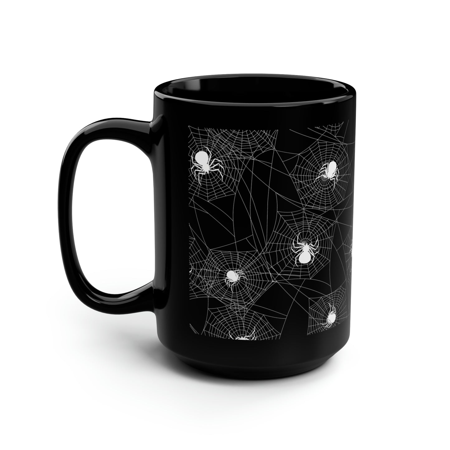 Halloween Mug, Spider Web Mug, Black Coffee Mug, Gift for Him, Halloween Decor, Gift for Her Black Mug, 15oz