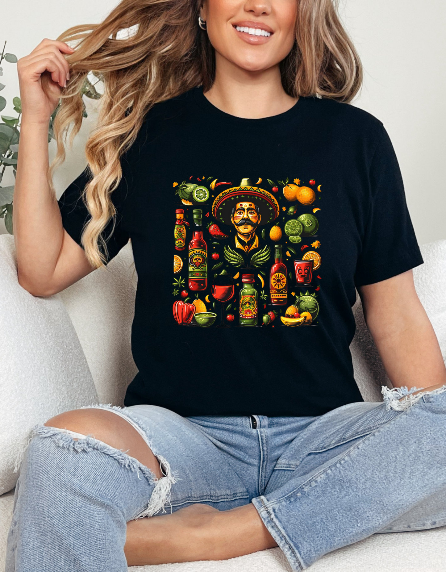 Celebrate Cinco de Mayo in Style with Flavors of Mexico Shirt - Lime, Tequila, Wine Glasses, Fiesta Ready Shirt, Mexican Cowboy with Lime