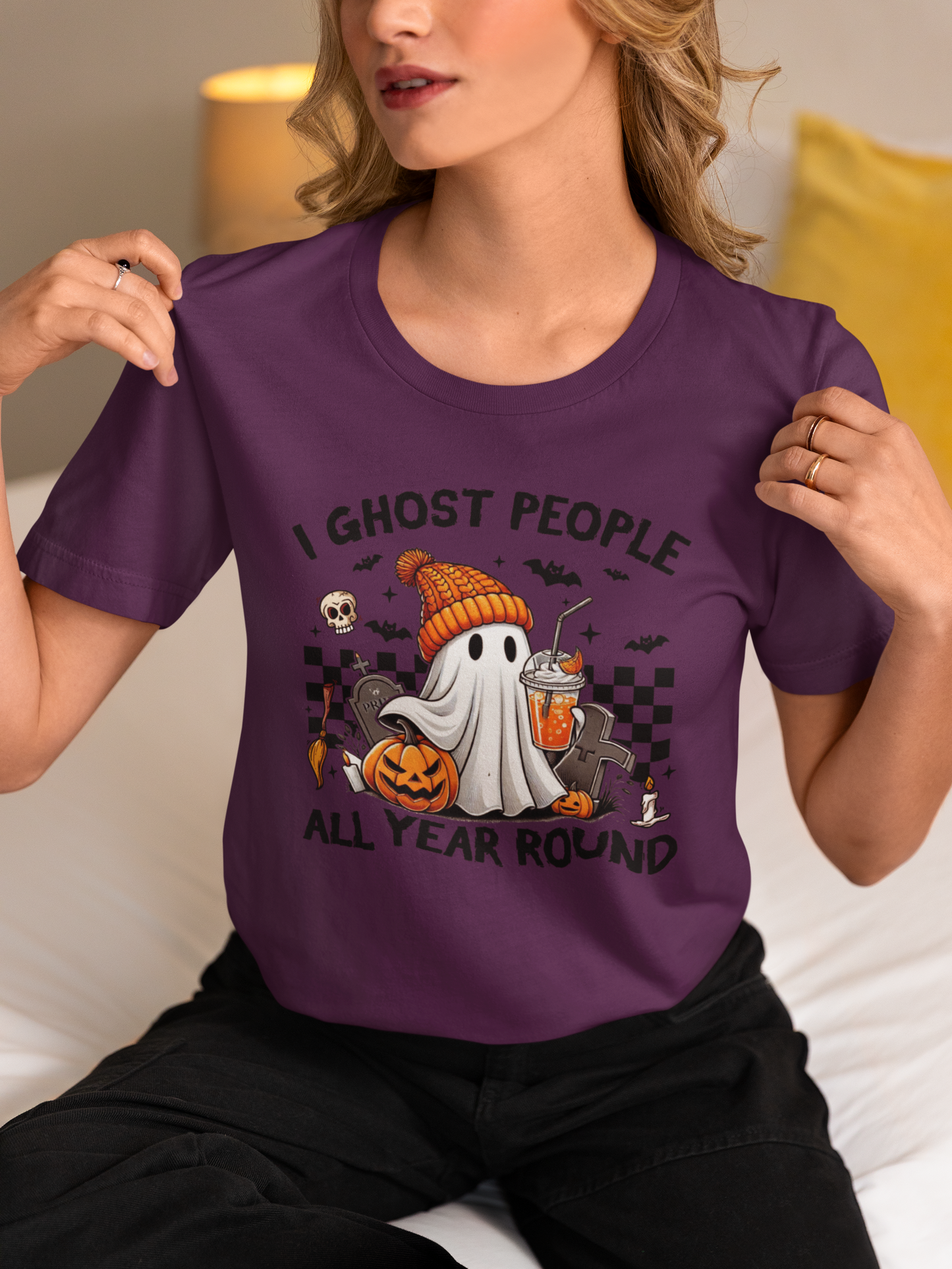 Funny Halloween T-Shirt: I Ghost People All Year Round Tee