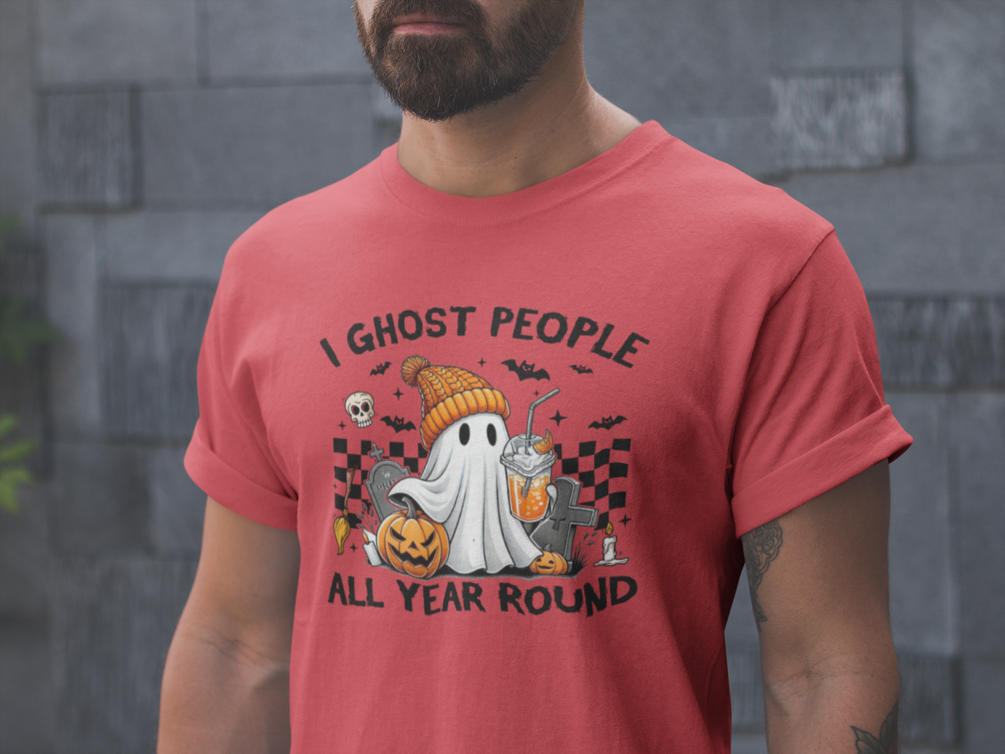 Funny Halloween T-Shirt: I Ghost People All Year Round Tee