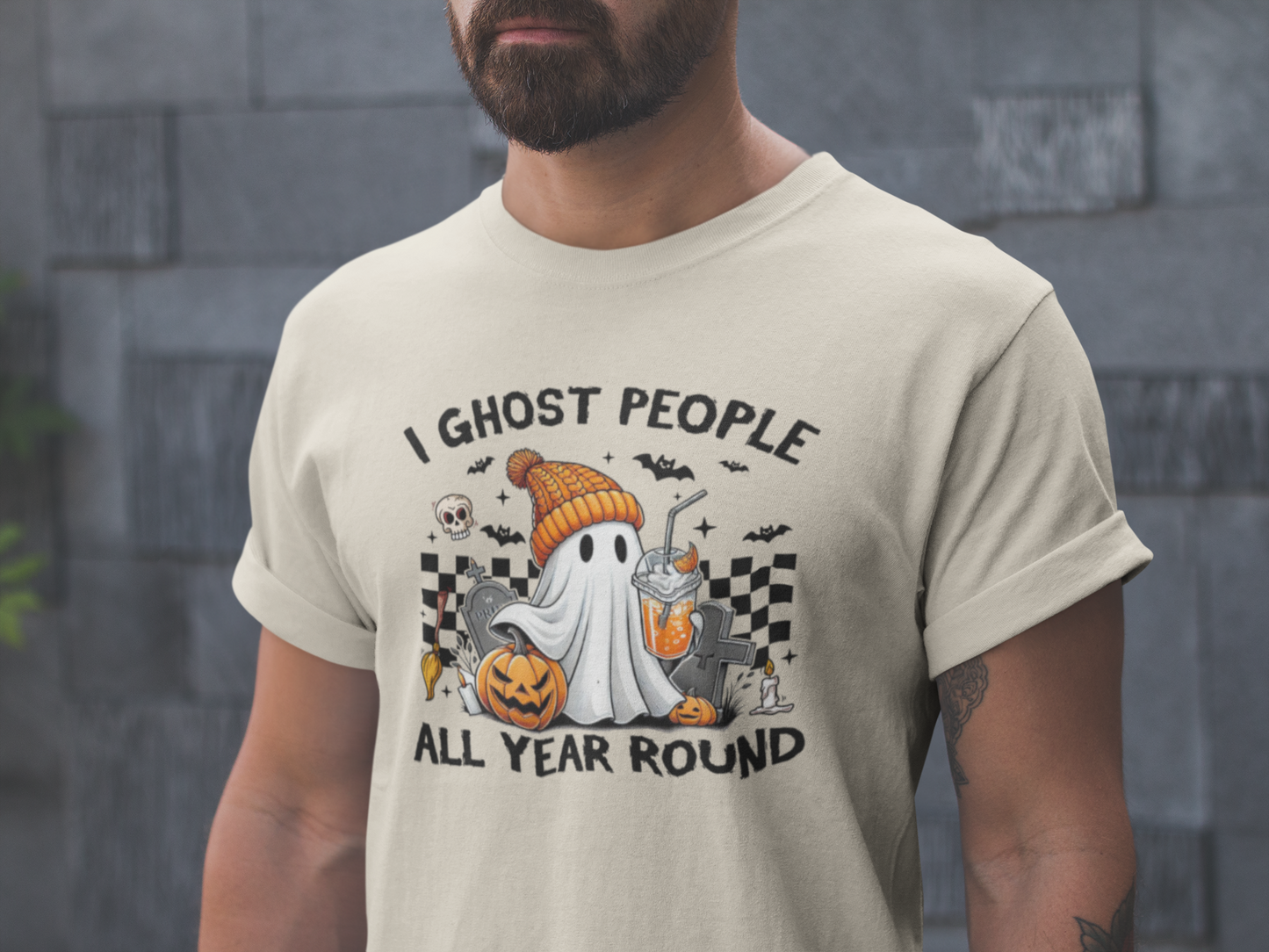 Funny Halloween T-Shirt: I Ghost People All Year Round Tee