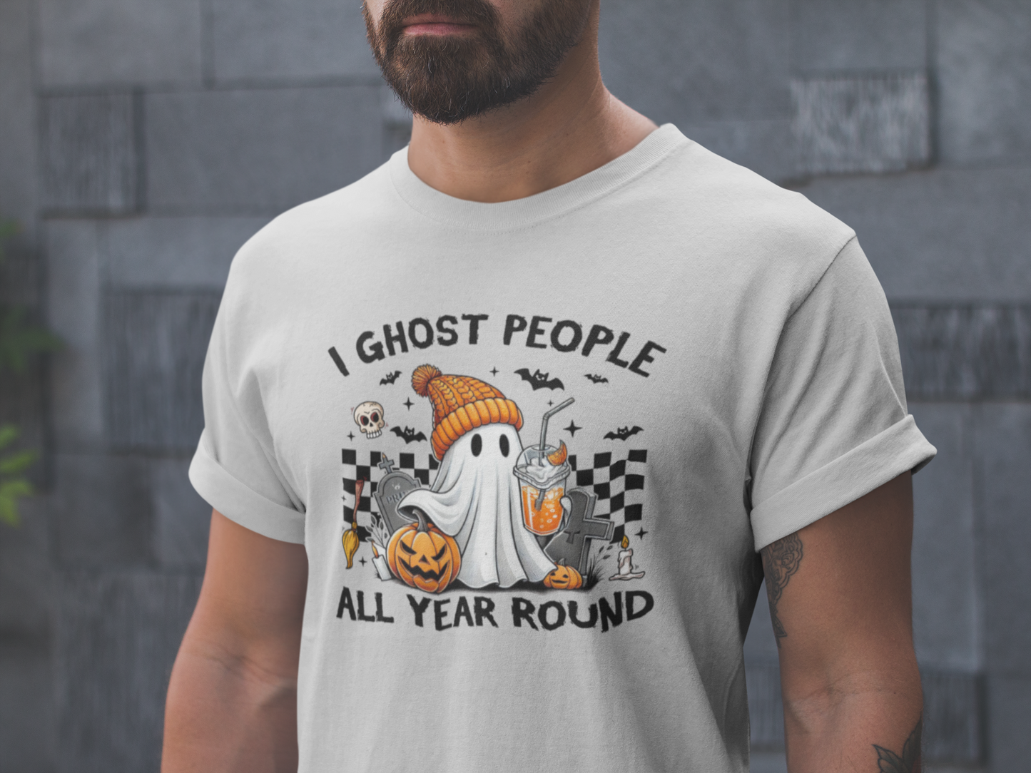 Funny Halloween T-Shirt: I Ghost People All Year Round Tee