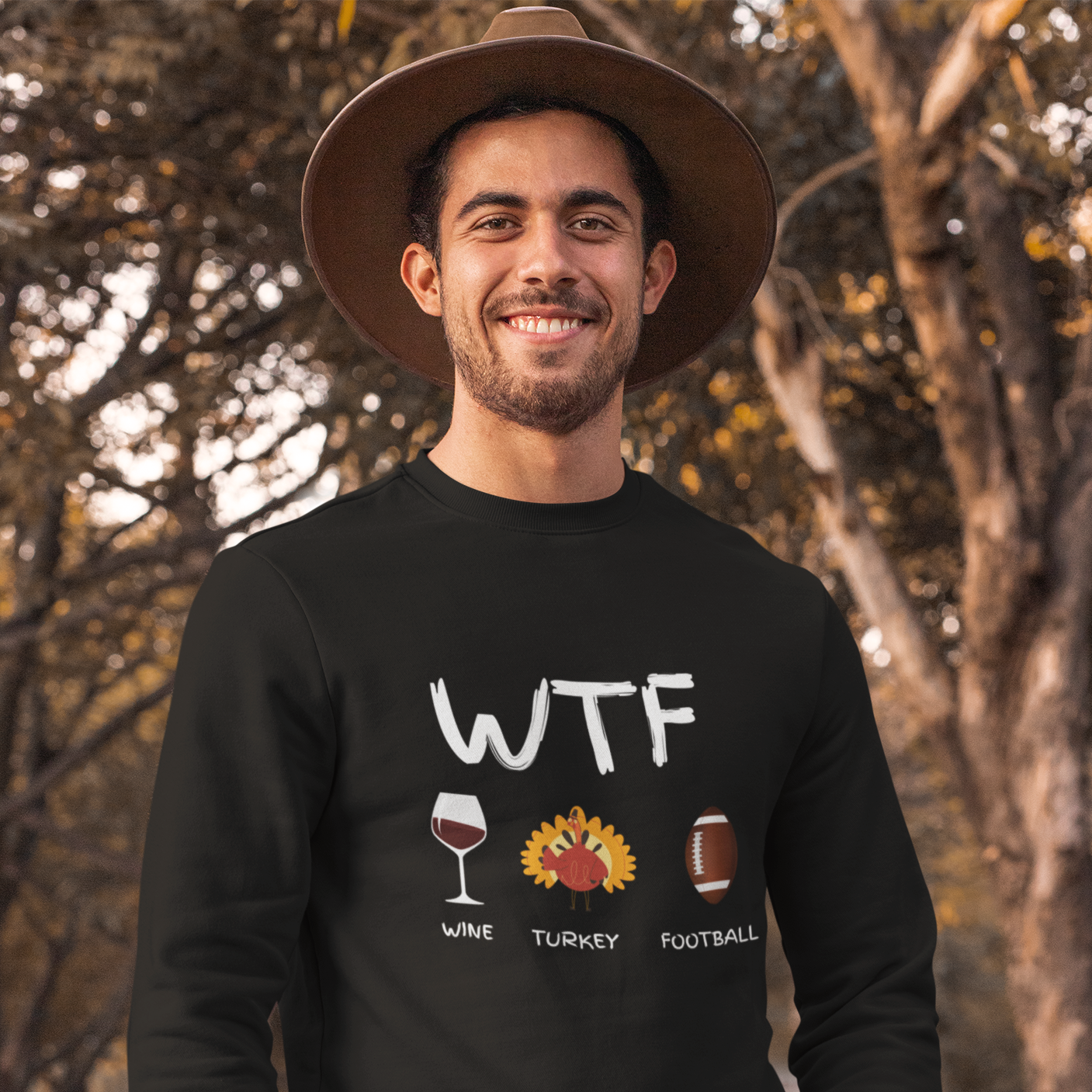 WTF, Wine, Turkey, Football, Fall Coffee Sweatshirt for Women, Vintage Thanksgiving Sweater, Fall Crewneck WTF Sweatshirt, Autumn Sweatshirt