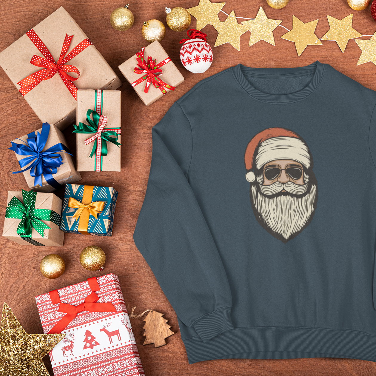 Red Retro Santa Shirt, Christmas Sweatshirt, Women Christmas Santa Shirts, Cute Vintage Santa Shirt, Classic Christmas Shirt, Christmas