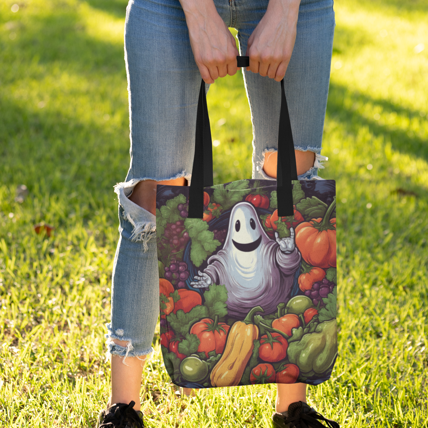 Halloween Veggie Ghost, Halloween Tote Bag, Halloween Tote, Halloween Tote Bags, Tote bag Mockup Halloween, Tote Bags Halloween, Halloween
