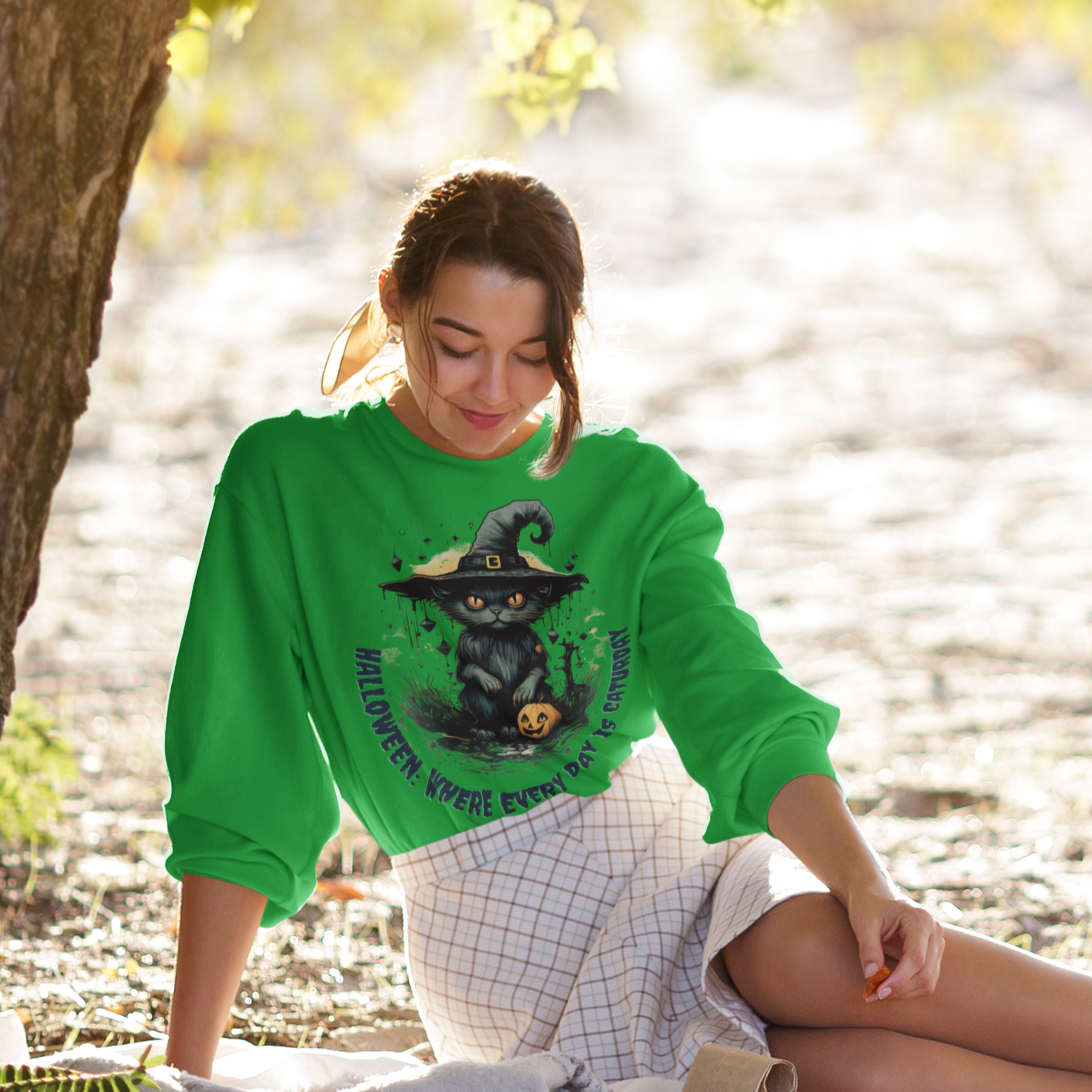 Halloween: Where Everyday is a Caturday Sweatshirt, Retro Sweatshirt, Cute Sweatshirt, Halloween Sweatshirt, Womens' Halloween, Spooky