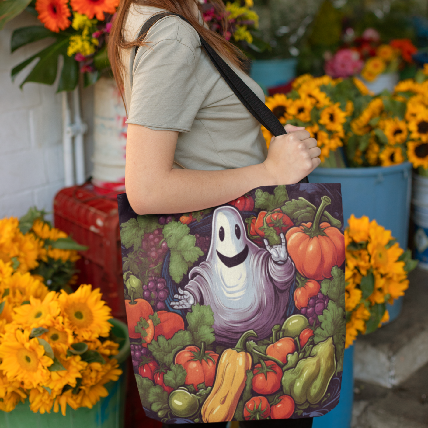 Halloween Veggie Ghost, Halloween Tote Bag, Halloween Tote, Halloween Tote Bags, Tote bag Mockup Halloween, Tote Bags Halloween, Halloween