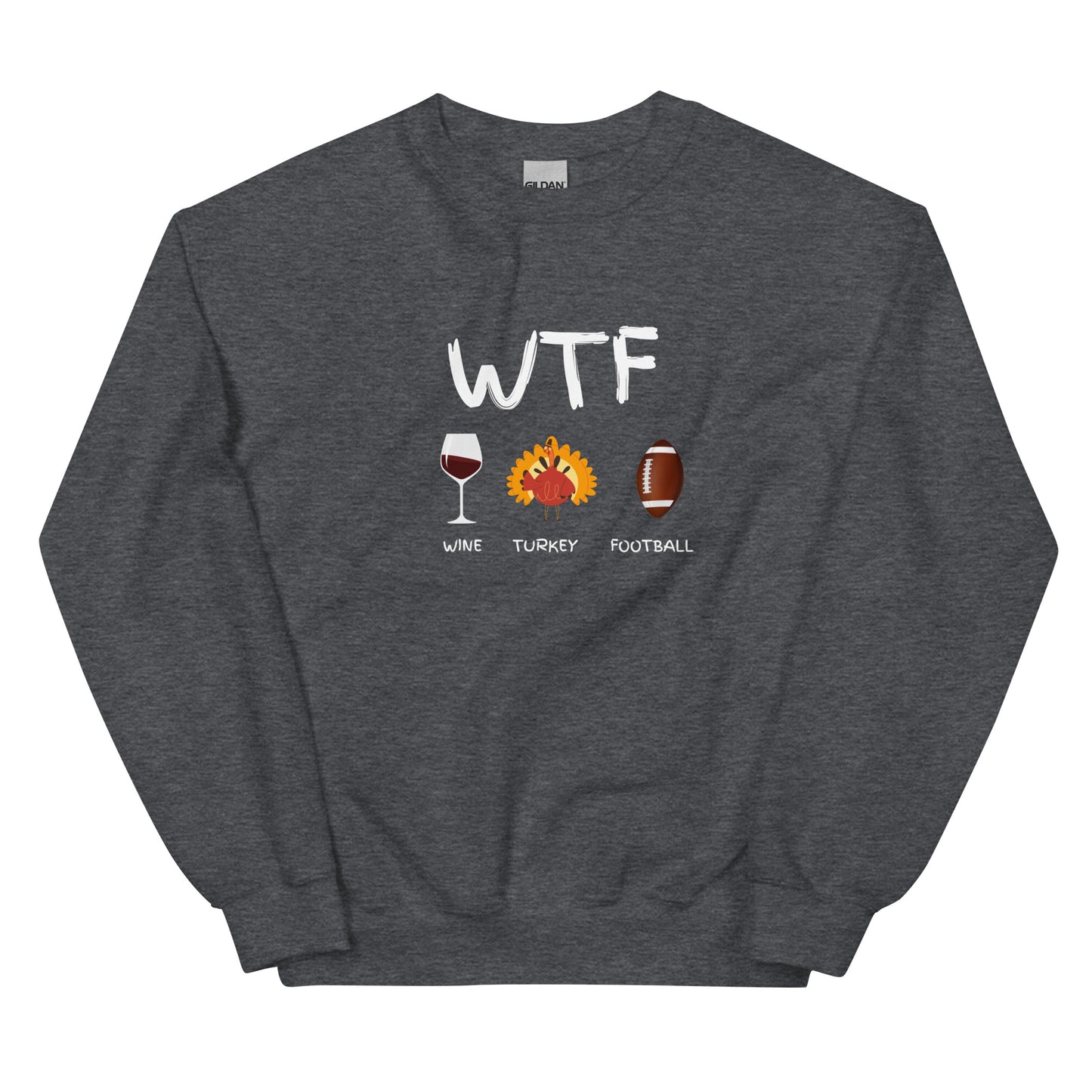 WTF, Wine, Turkey, Football, Fall Coffee Sweatshirt for Women, Vintage Thanksgiving Sweater, Fall Crewneck WTF Sweatshirt, Autumn Sweatshirt