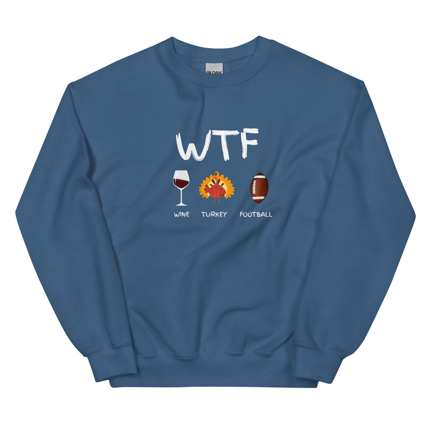 WTF, Wine, Turkey, Football, Fall Coffee Sweatshirt for Women, Vintage Thanksgiving Sweater, Fall Crewneck WTF Sweatshirt, Autumn Sweatshirt