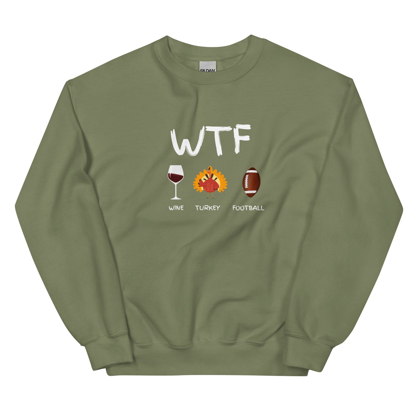 WTF, Wine, Turkey, Football, Fall Coffee Sweatshirt for Women, Vintage Thanksgiving Sweater, Fall Crewneck WTF Sweatshirt, Autumn Sweatshirt