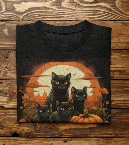 Halloween Cats Shirt, Halloween T-shirt, Fall t-shirt, Custom T-shirt, Cat Halloween Shirt, Gift for Her. T-shirt mockup, Cats Halloween, Halloween