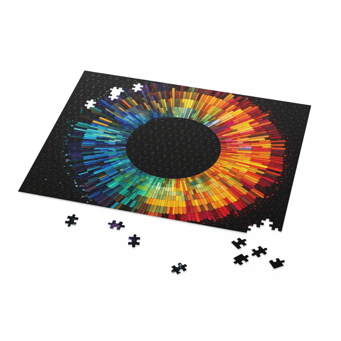 Colorful Circular Puzzle with Artistic Color Palette, Mindful Entertainment, Unique Circular Jigsaw Puzzle with Color Palette Design, Family