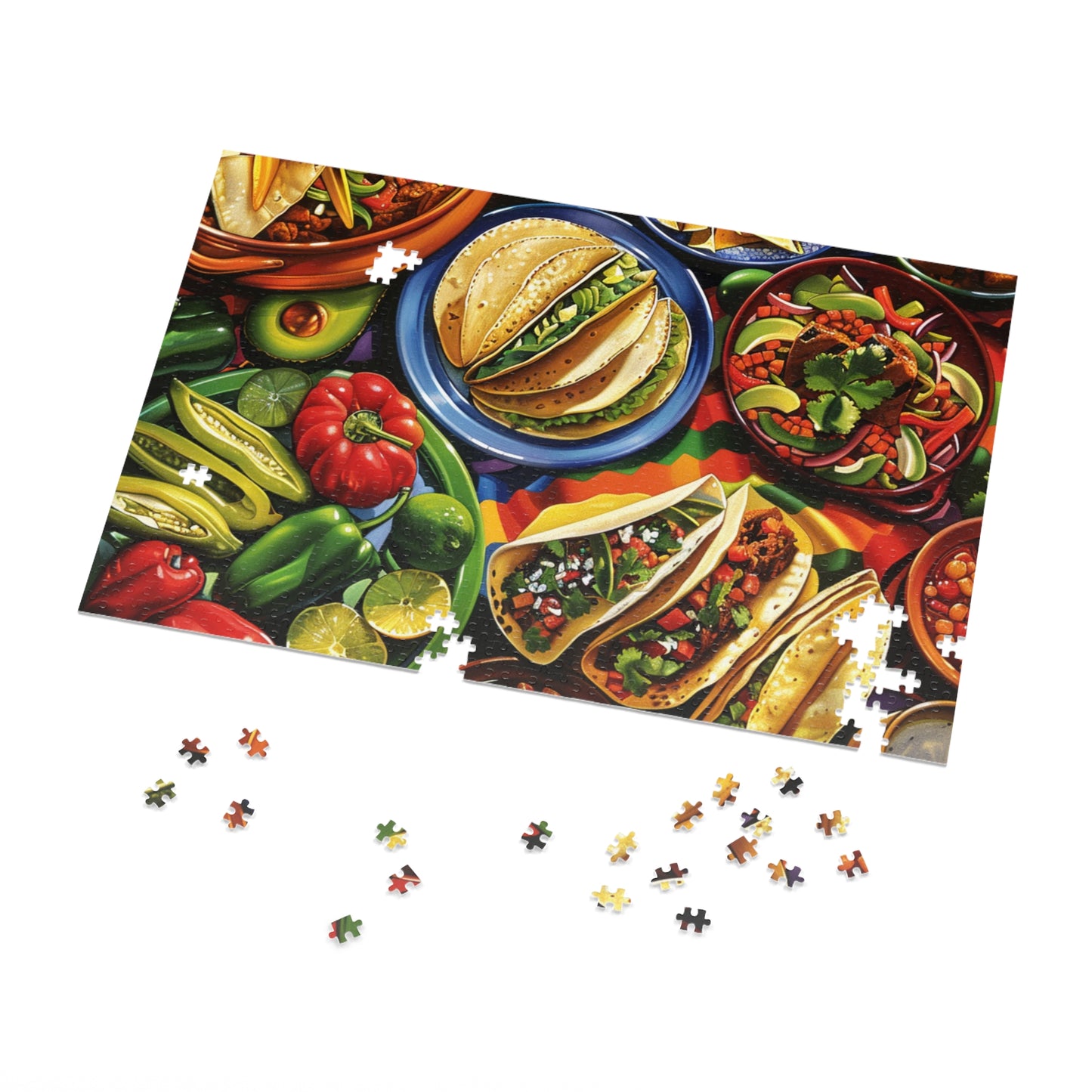 Celebrate with a Fun Mexican Food Spread Puzzle - Great for Fiesta Parties! (30, 110, 252, 500,1000-Piece)Delicious Mexican Food Spread