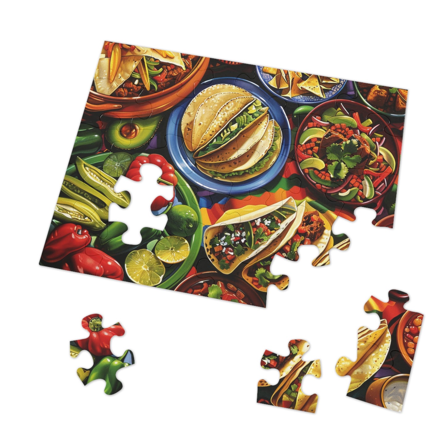 Celebrate with a Fun Mexican Food Spread Puzzle - Great for Fiesta Parties! (30, 110, 252, 500,1000-Piece)Delicious Mexican Food Spread