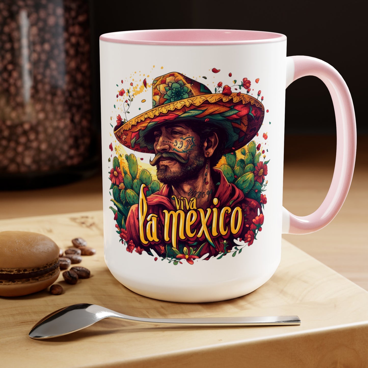 Mexican Fiesta Viva la Mexico 15 oz Mug - Colorful Pottery Coffee Mug, Viva la Mexico 15 oz Mug - Colorful Mexican-Inspired Coffee Cup