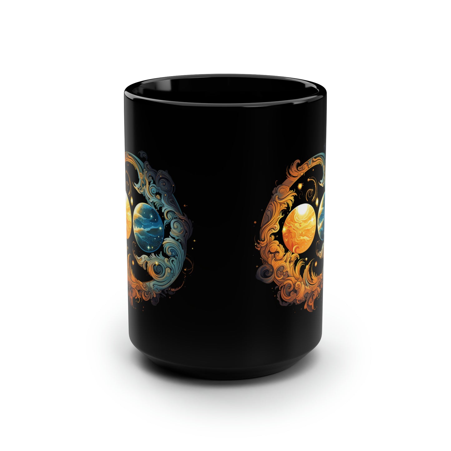 Sun and Moon Marriage Eclipse Celestial Theme, Celestial Wedding 15 oz Mug, Sun and Moon Unite for Solar Eclipse