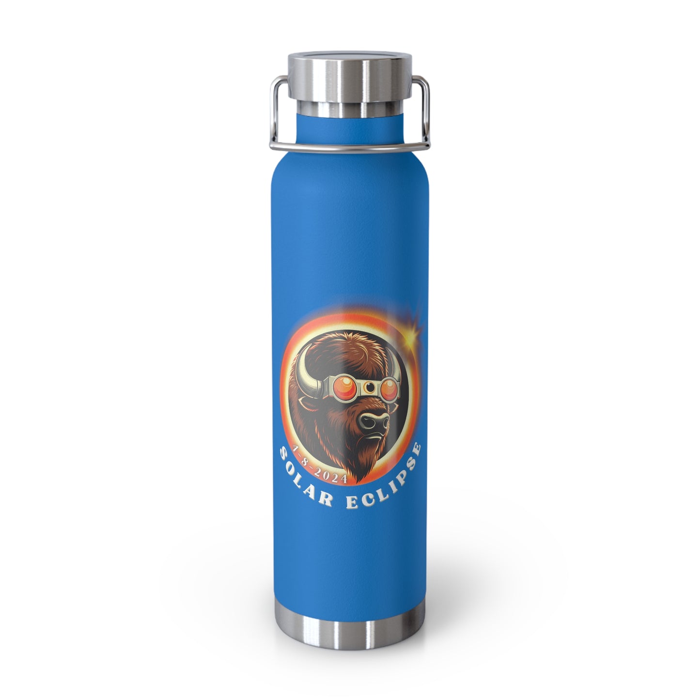 Solar Eclipse Style: Insulated Copper Bottle featuring American Buffalo - 22oz, Retro Chic, American Buffalo Design